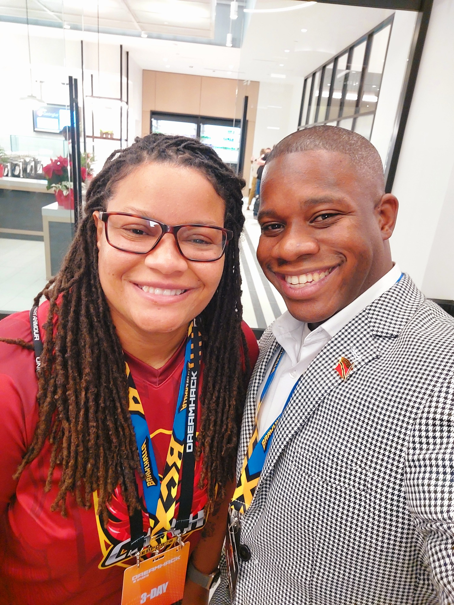 Akil O’Connor with Pamela Moreno